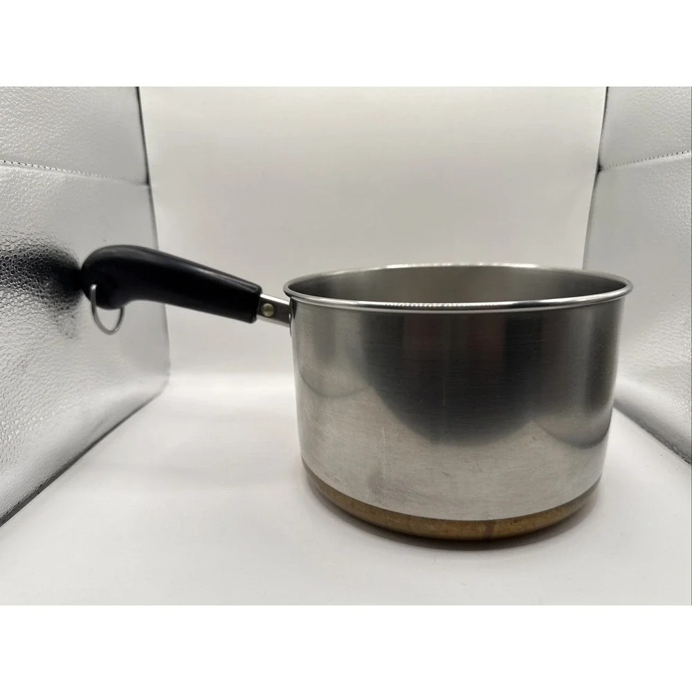 Revere Ware 3 Qt Sauce Pan Pot NO Lid Copper Bottom Clinton IL USA Flat Bottom